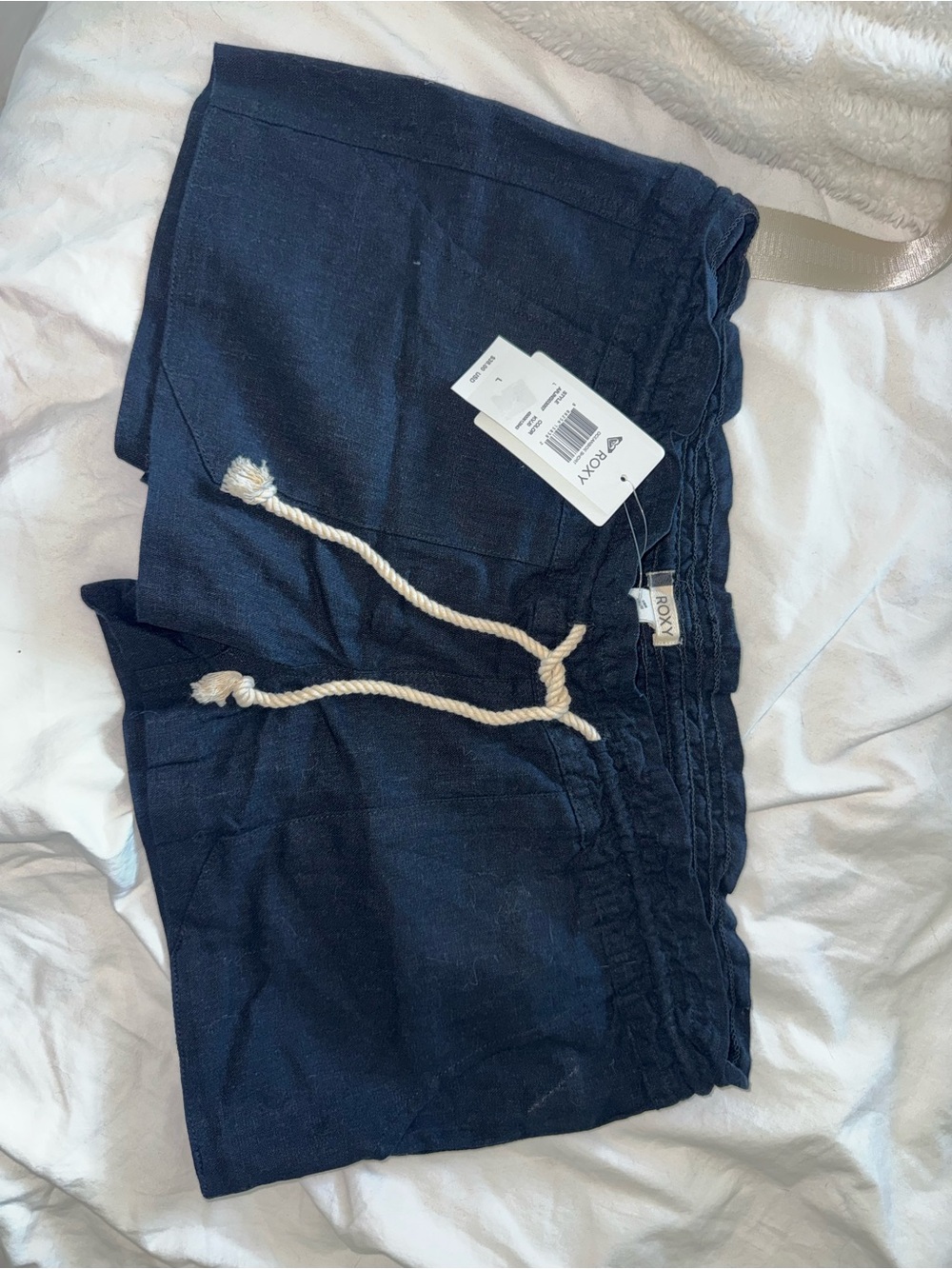 Roxy Black Linen-Blend Drawstring Shorts (NWT)